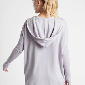 Athleta Purana Light Gray Hooded Sweatshirt Size L
